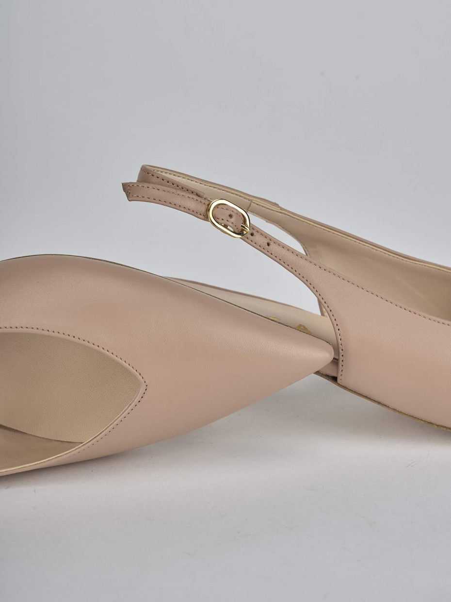 Décolleté e slingback tacco 5cm pelle marrone