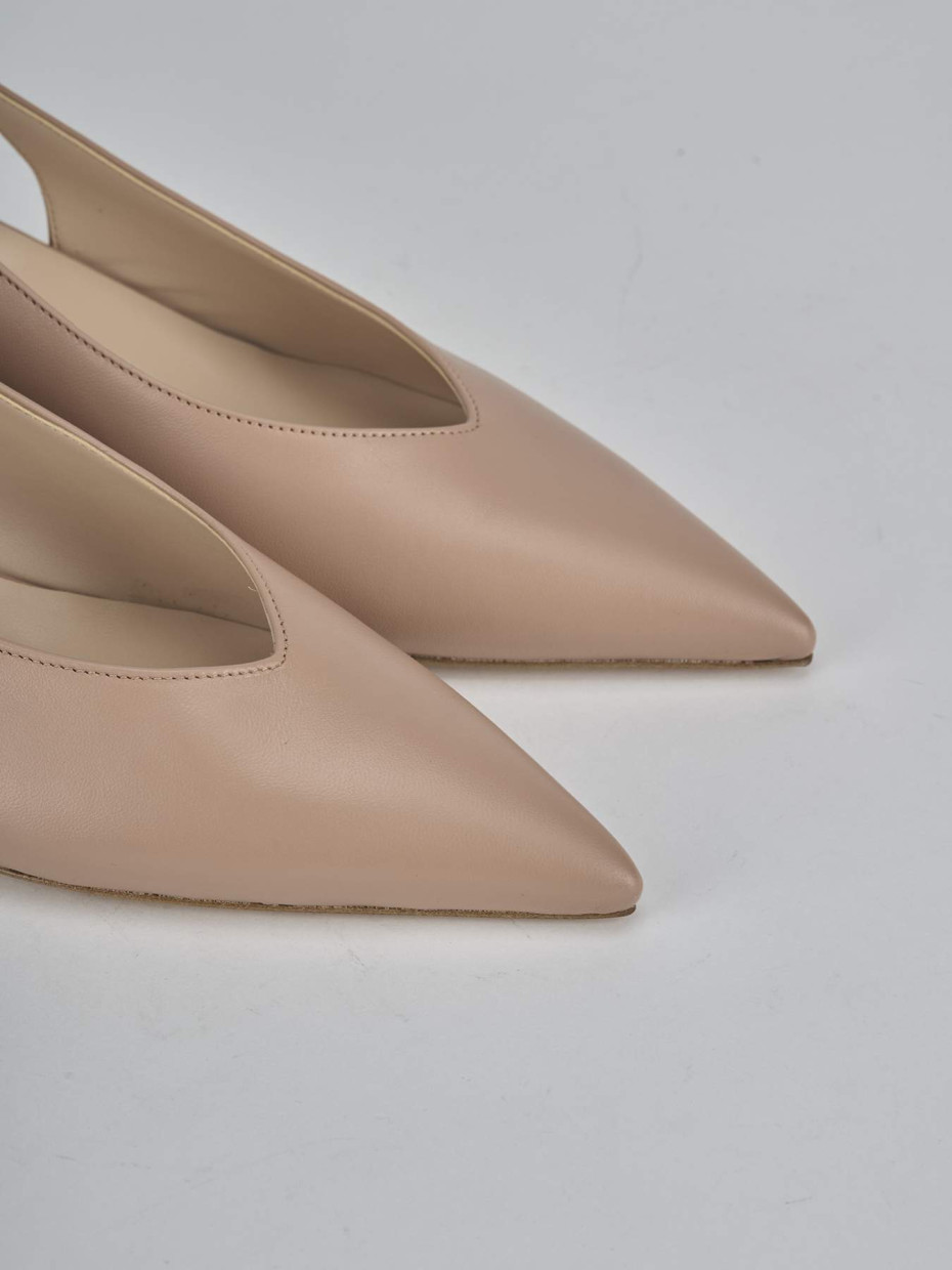 Décolleté e slingback tacco 5cm pelle marrone