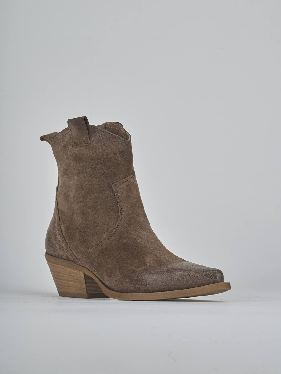 Stivaletti tacco 5cm camoscio beige