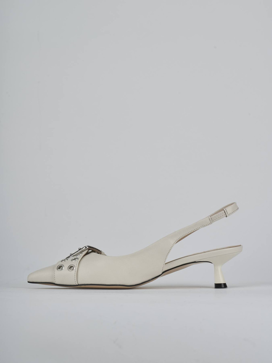 Décolleté e slingback tacco 5cm pelle beige