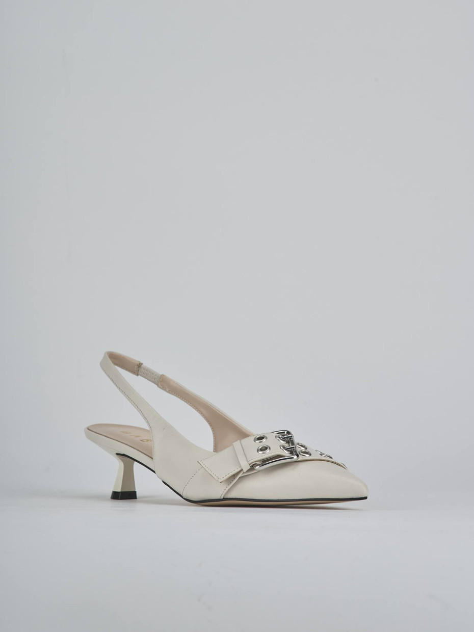 Décolleté e slingback tacco 5cm pelle beige