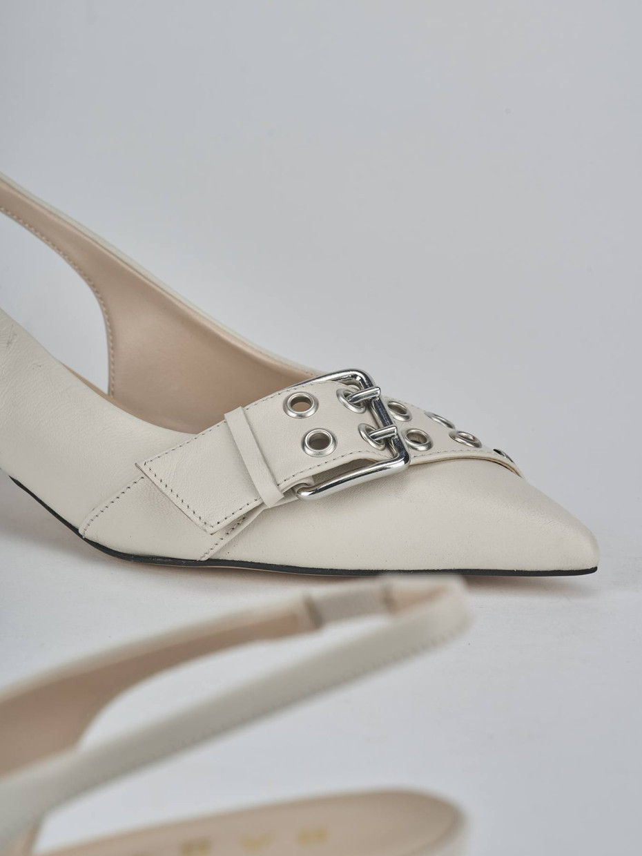Décolleté e slingback tacco 5cm pelle beige