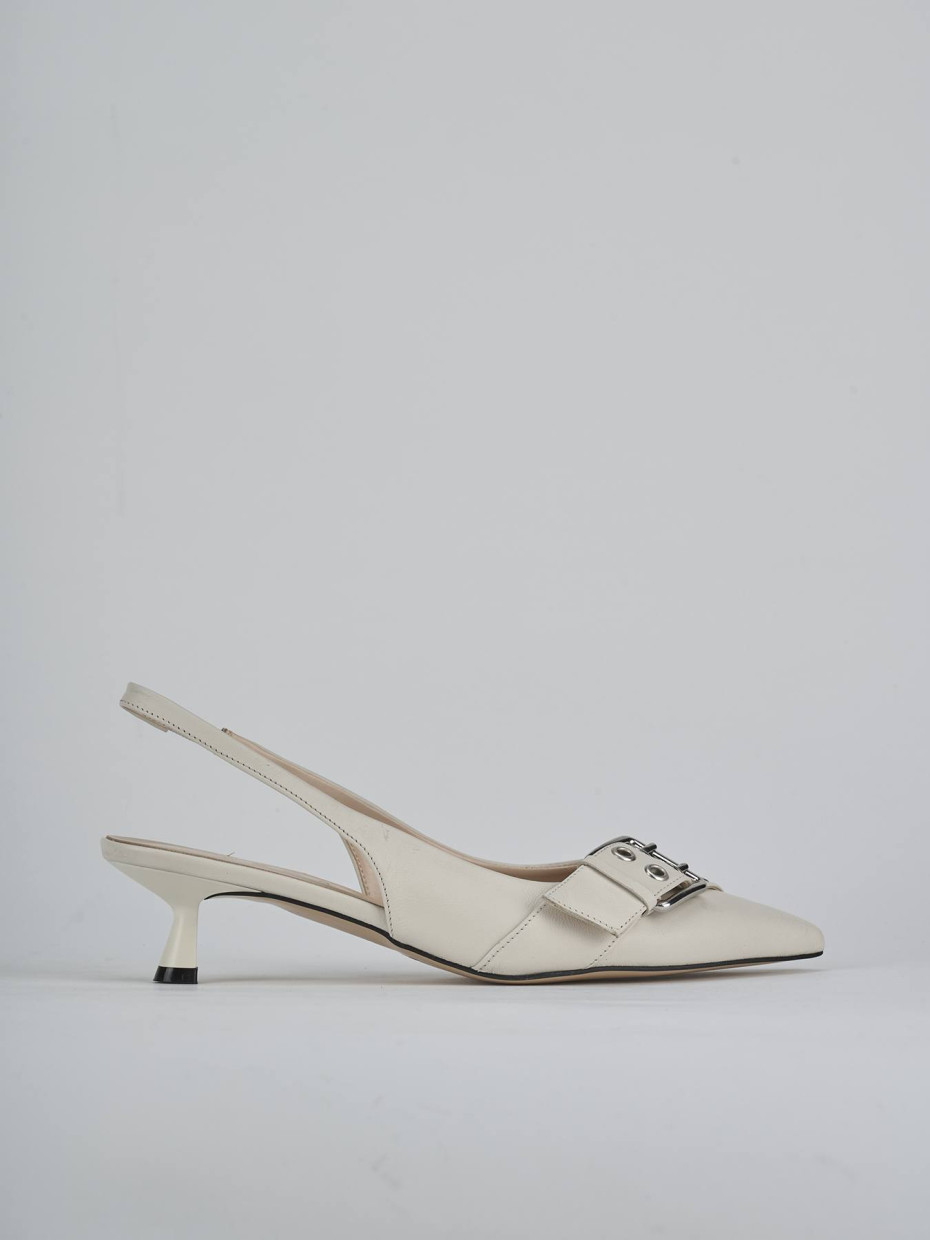Décolleté e slingback tacco 5cm pelle beige