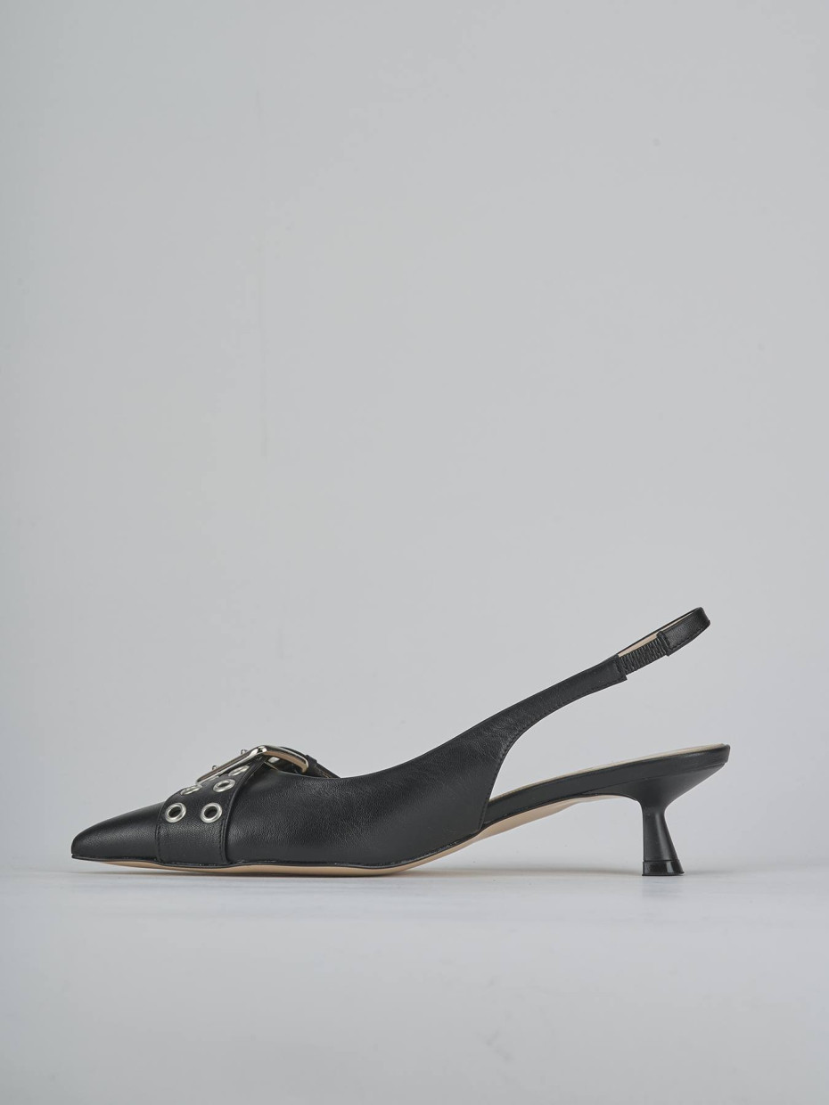 Décolleté e slingback tacco 5cm pelle nero