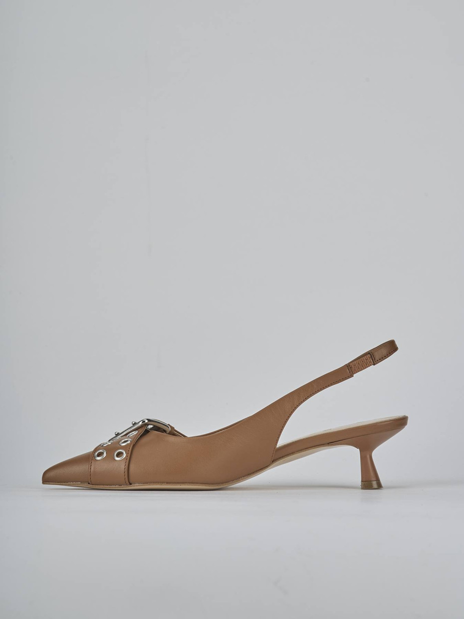 Décolleté e slingback tacco 5cm pelle testa