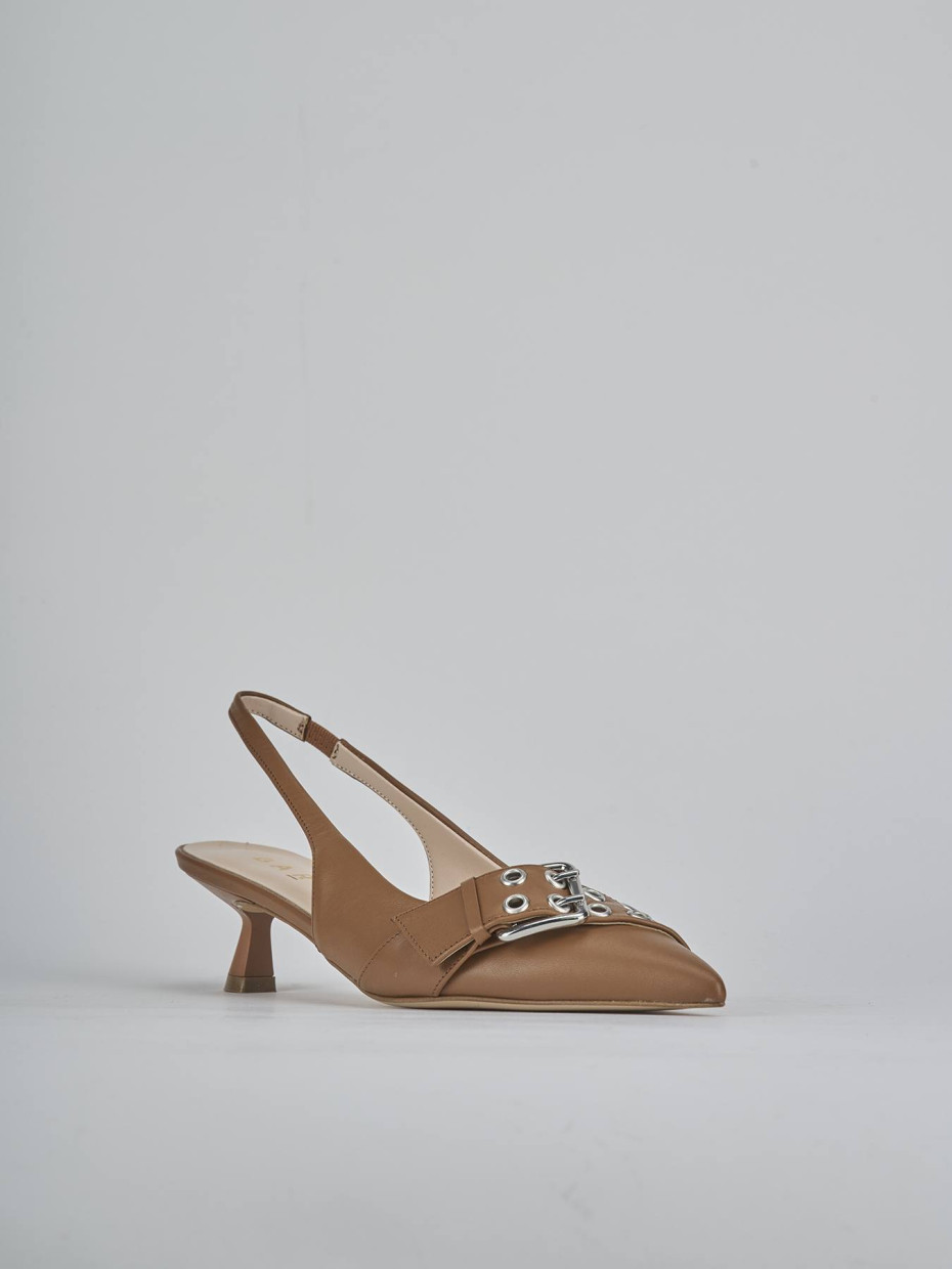 Décolleté e slingback tacco 5cm pelle testa