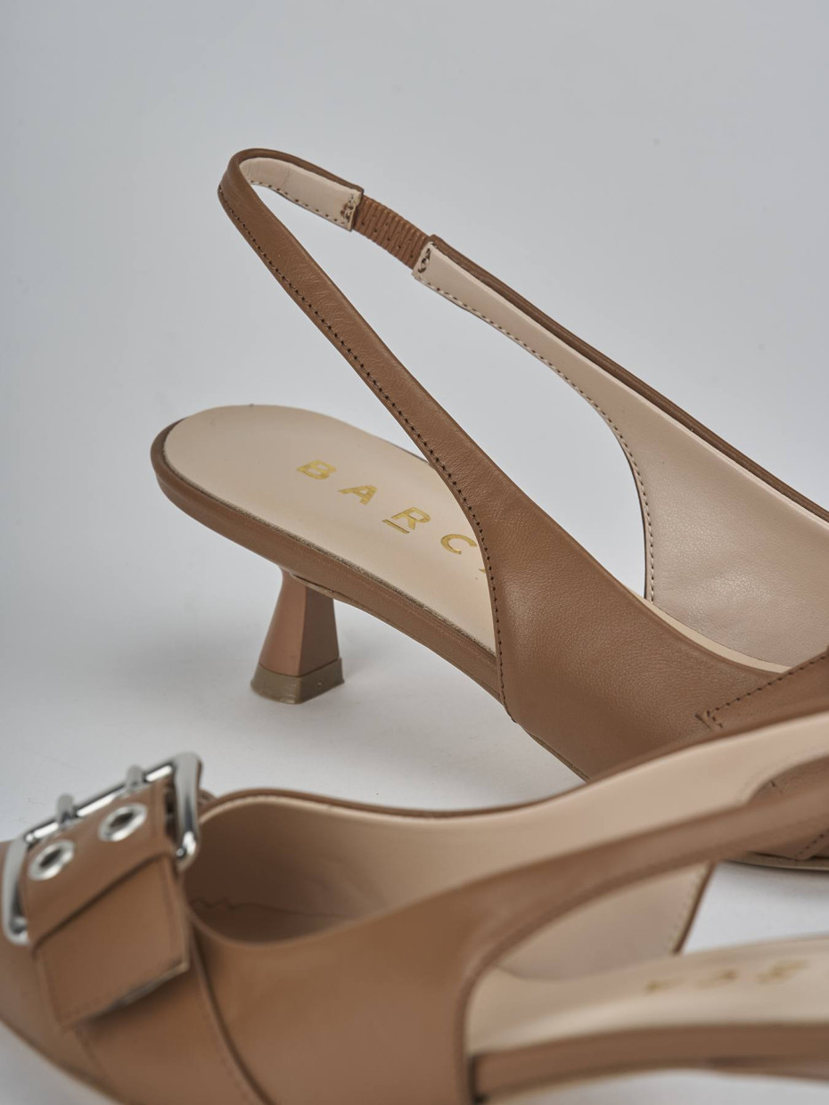 Décolleté e slingback tacco 5cm pelle testa