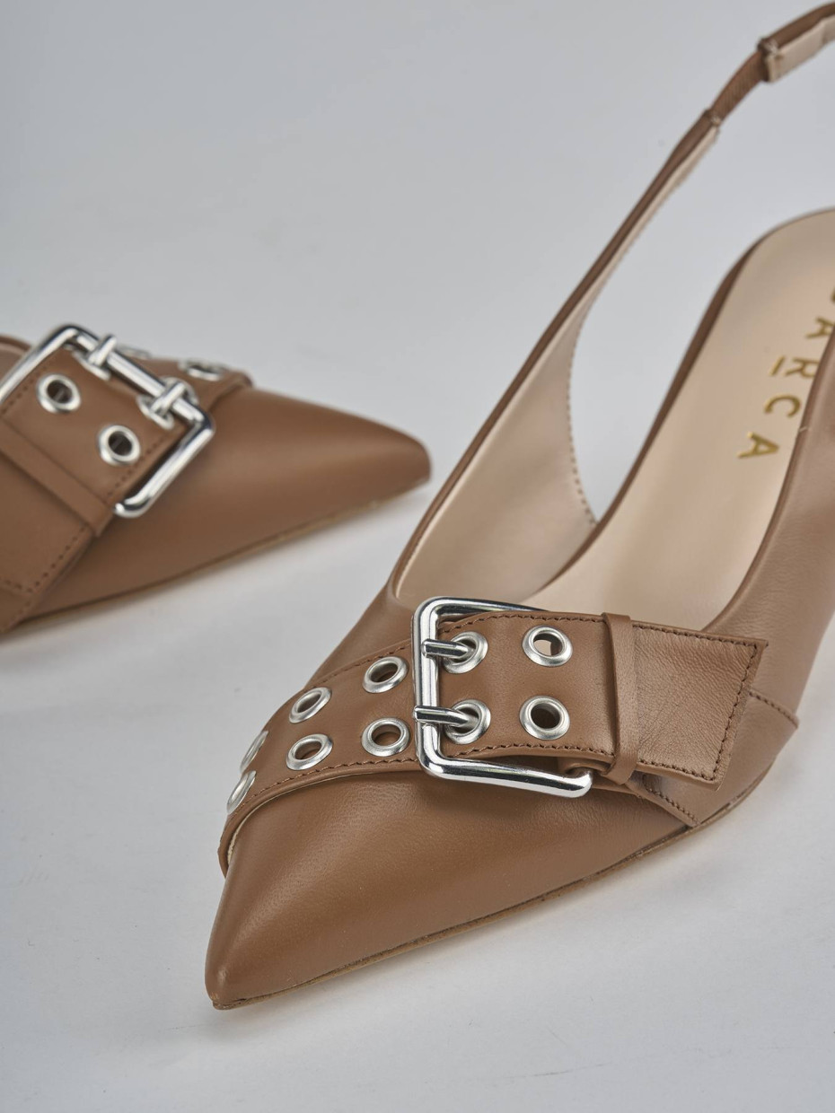 Décolleté e slingback tacco 5cm pelle testa