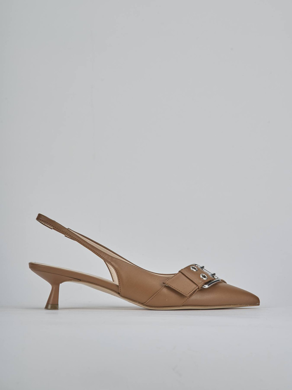 Décolleté e slingback tacco 5cm pelle testa