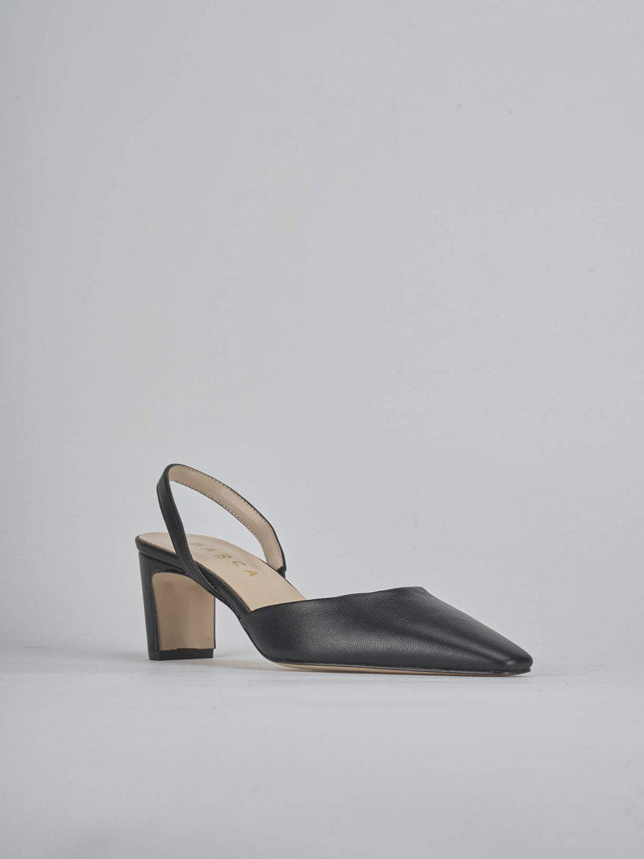 Décolleté e slingback tacco 6cm pelle nero