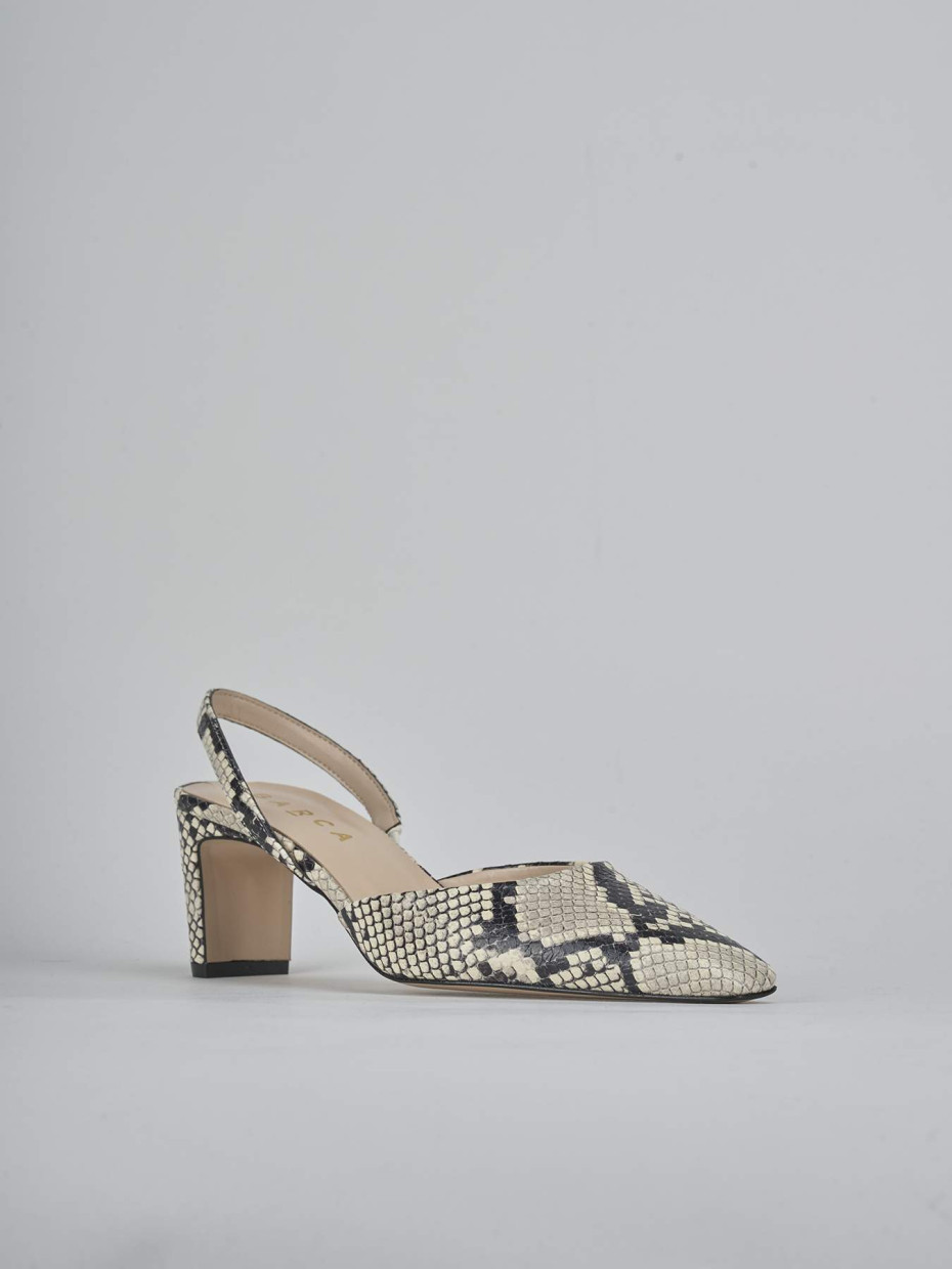 Décolleté e slingback tacco 6cm pitone beige