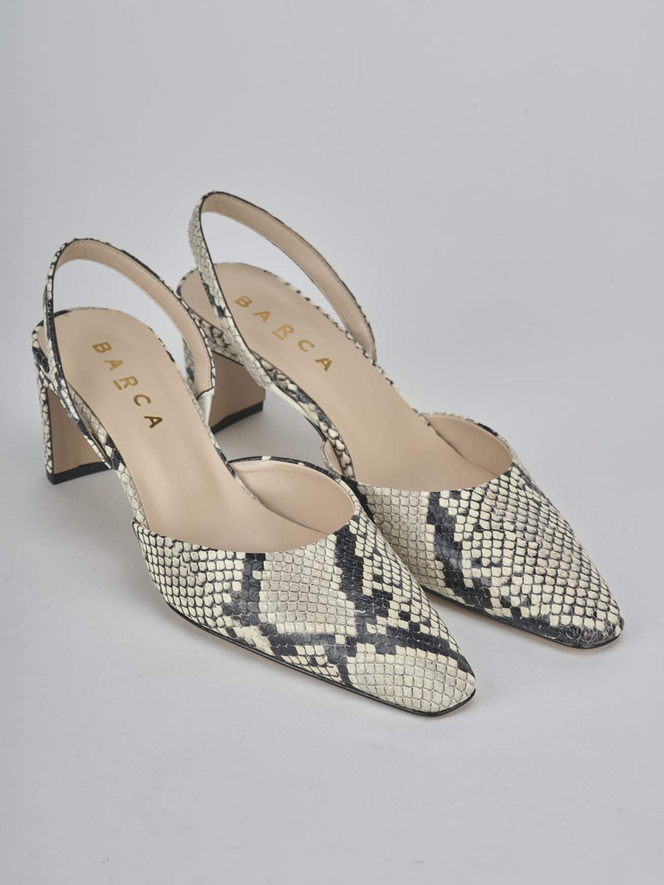 Décolleté e slingback tacco 6cm pitone beige