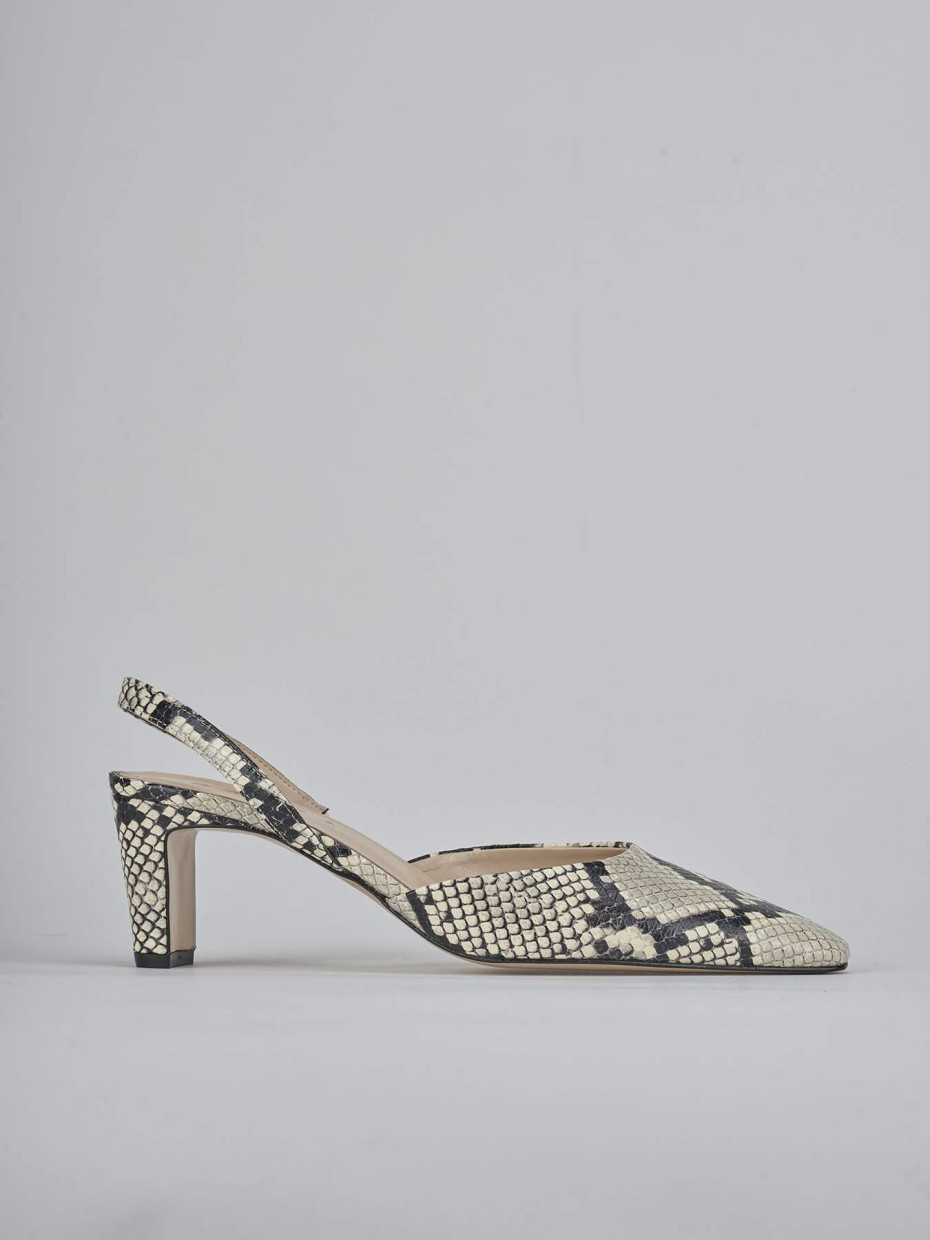 Décolleté e slingback tacco 6cm pitone beige