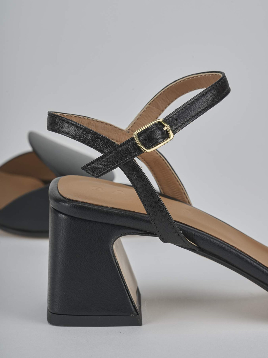 Sandali tacco 5cm pelle nero