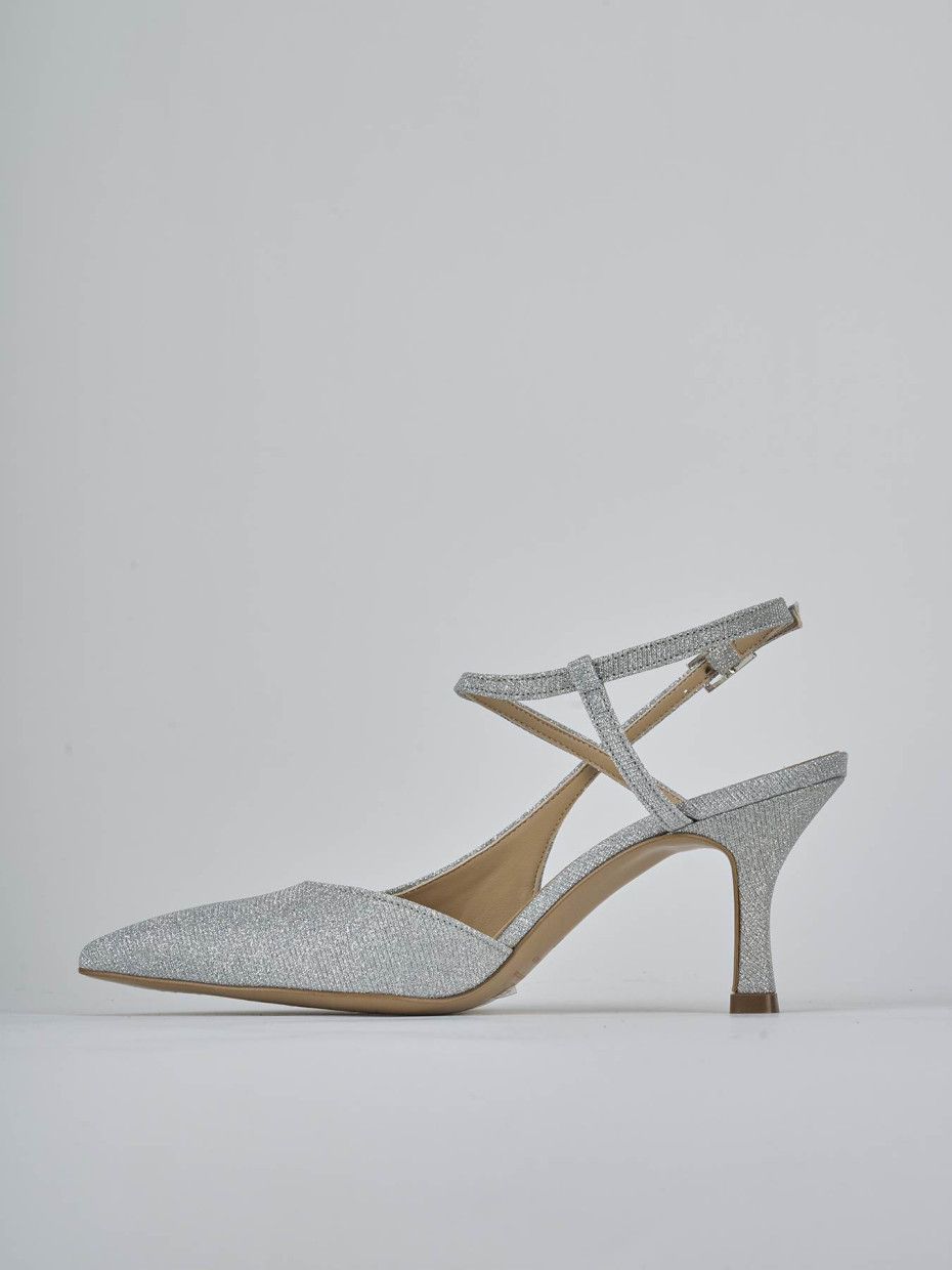 Décolleté e slingback tacco 7cm pelle argento