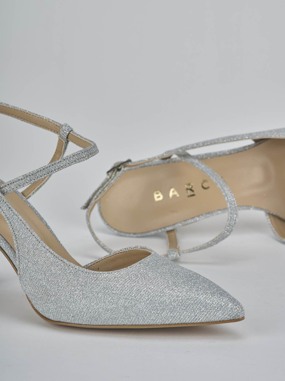 Décolleté e slingback tacco 7cm pelle argento