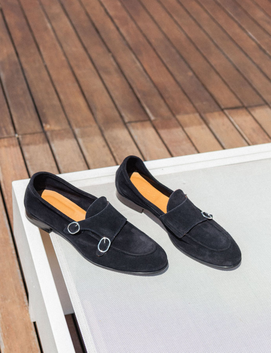 Mocassini camoscio blu