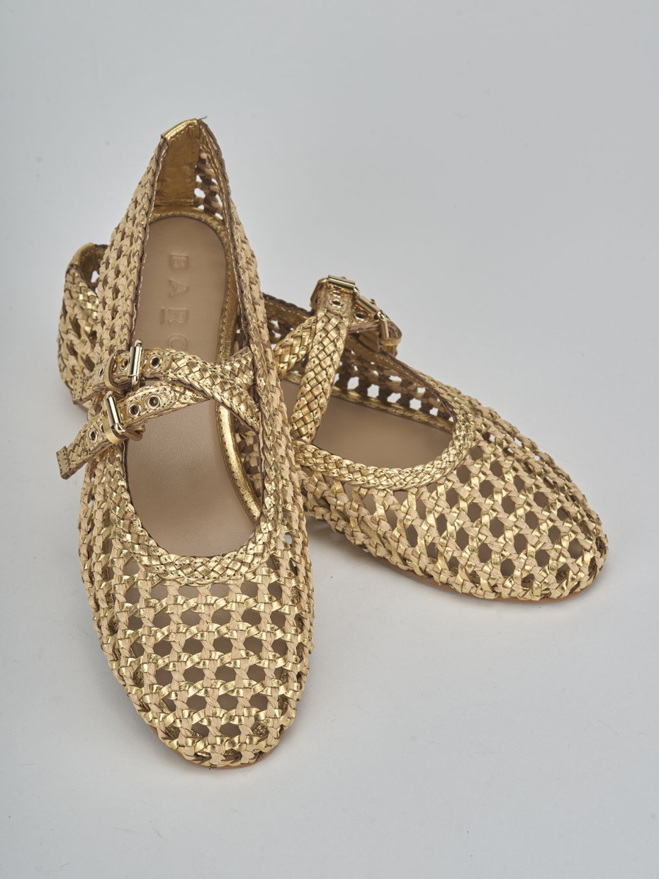Ballerine tacco 1cm pelle oro