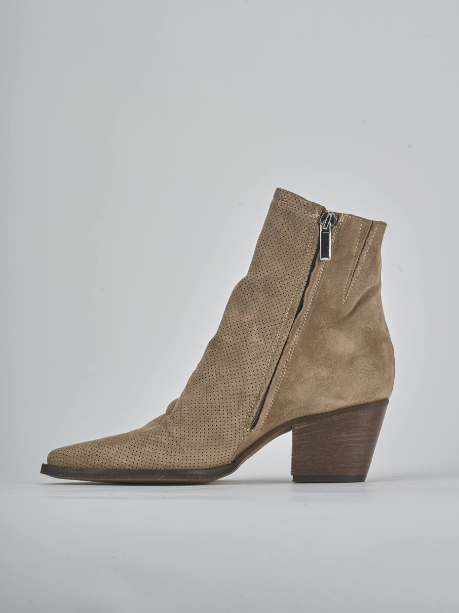 Stivaletti tacco 5cm camoscio marrone