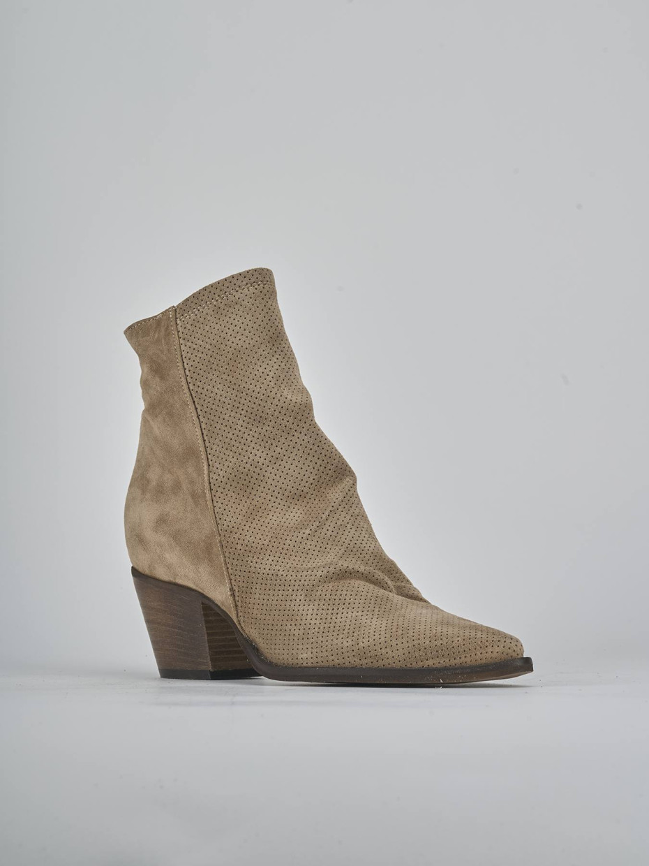 Stivaletti tacco 5cm camoscio marrone