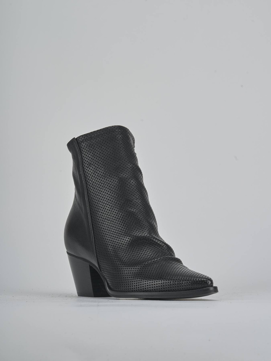 Stivaletti tacco 5cm pelle nero