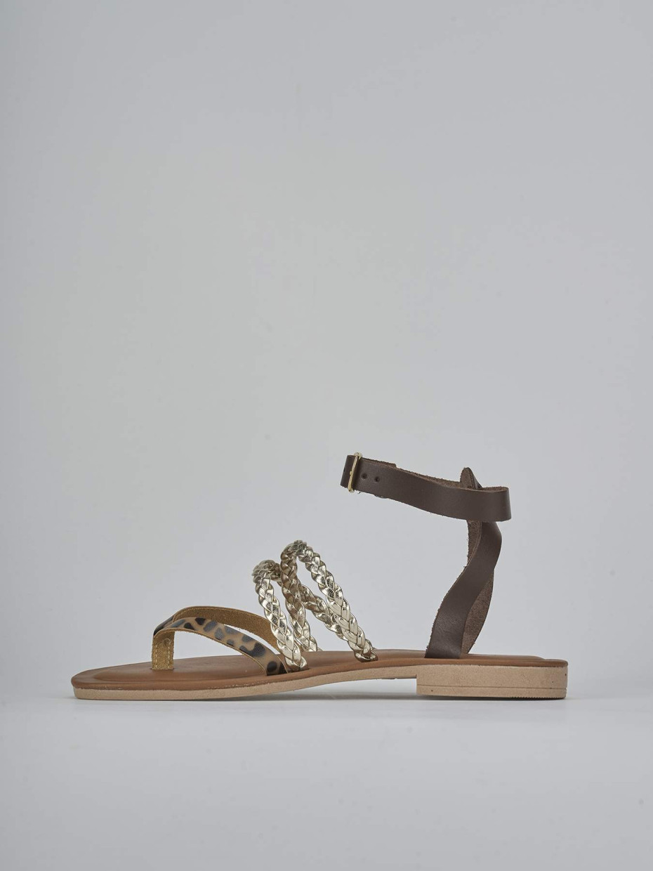 Sandali tacco 1cm pelle multicolor