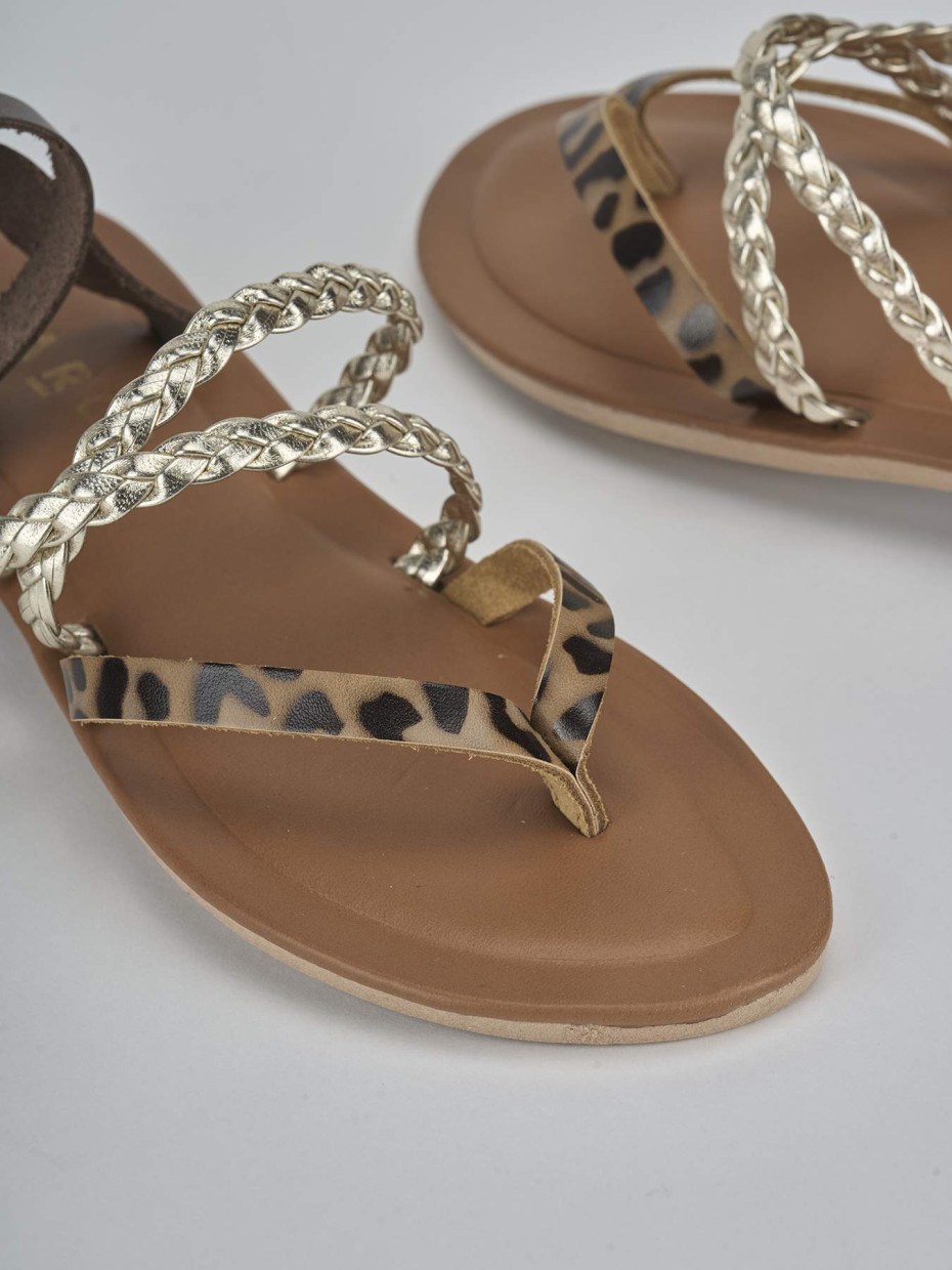 Sandali tacco 1cm pelle multicolor