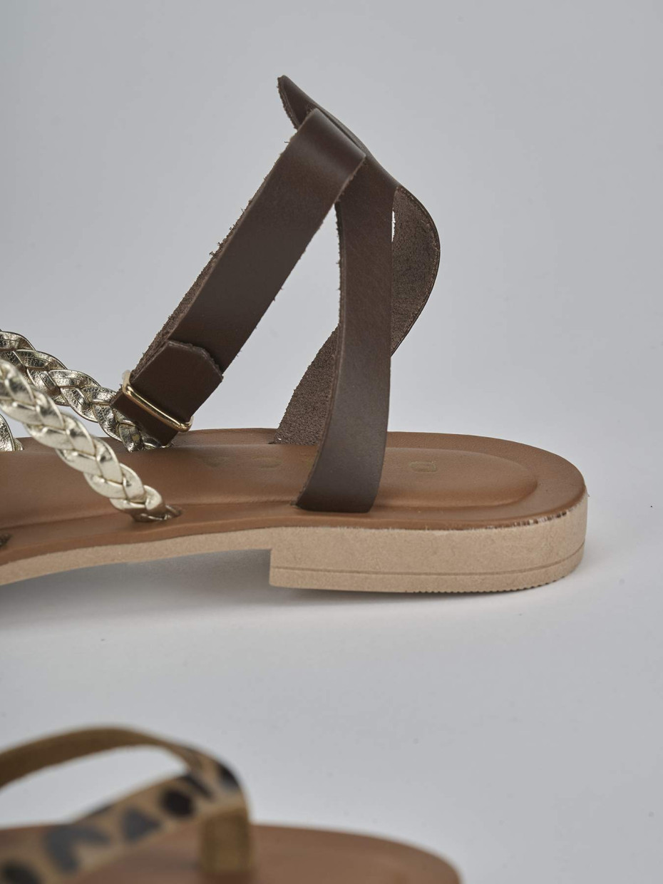 Sandali tacco 1cm pelle multicolor