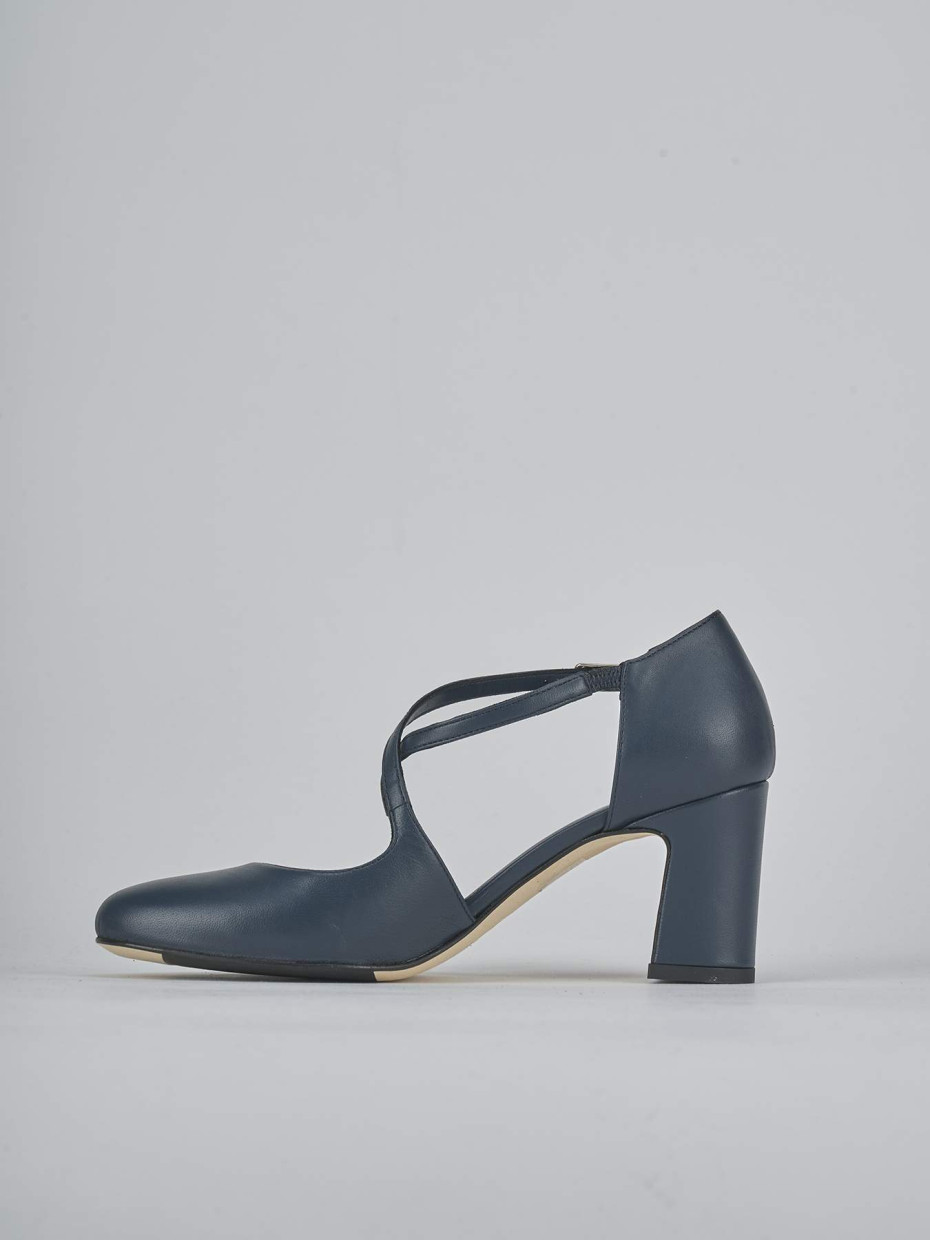 Décolleté e slingback tacco 7cm pelle blu