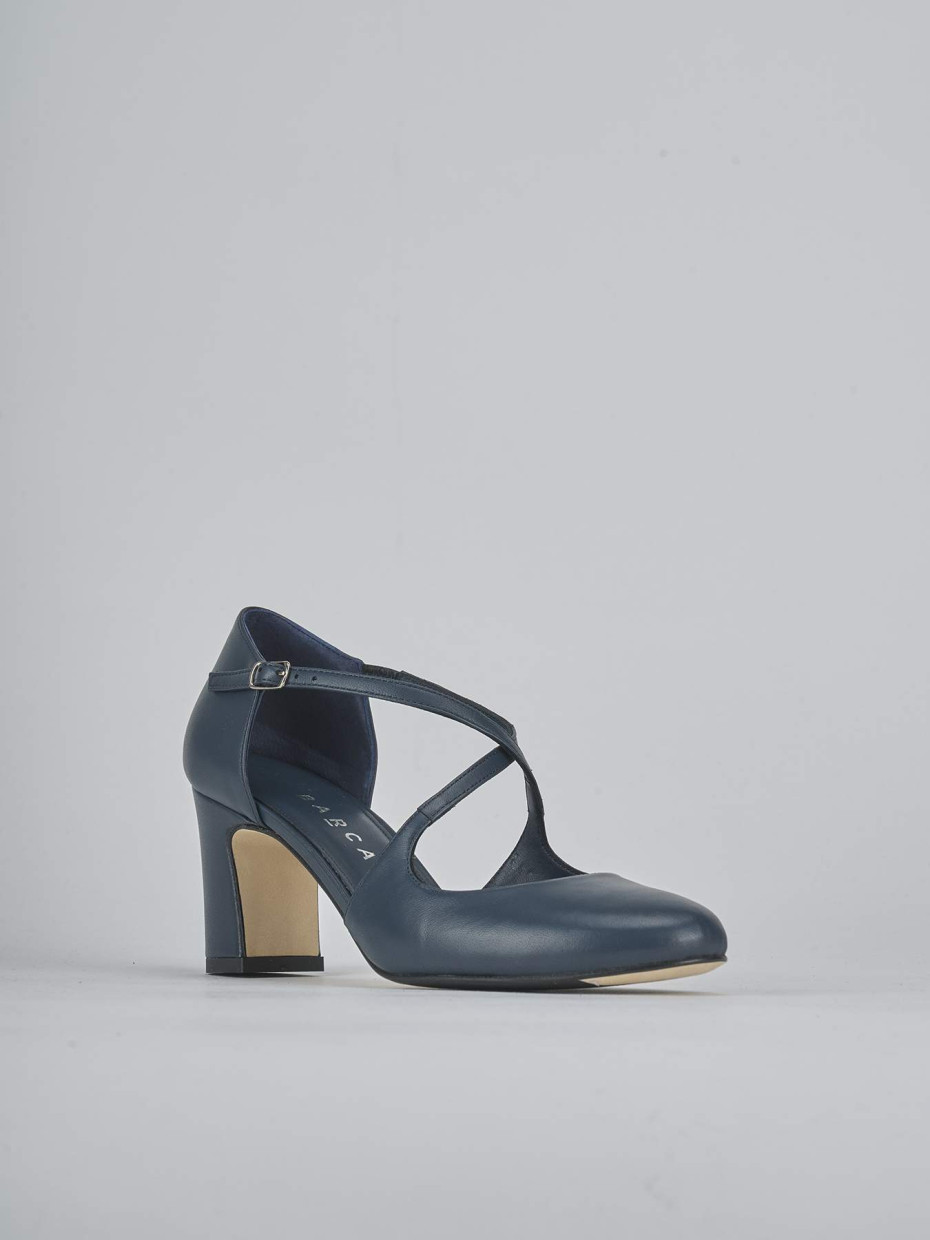 Décolleté e slingback tacco 7cm pelle blu