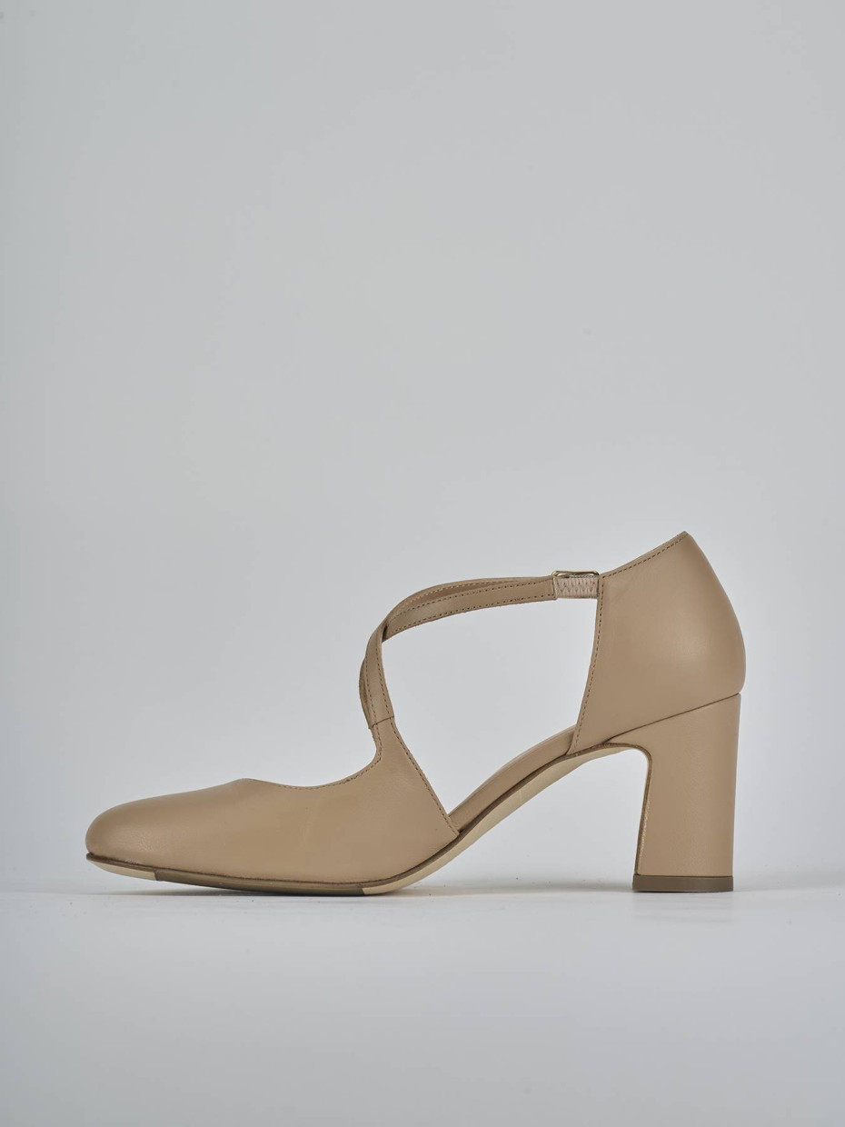 Décolleté e slingback tacco 7cm pelle marrone