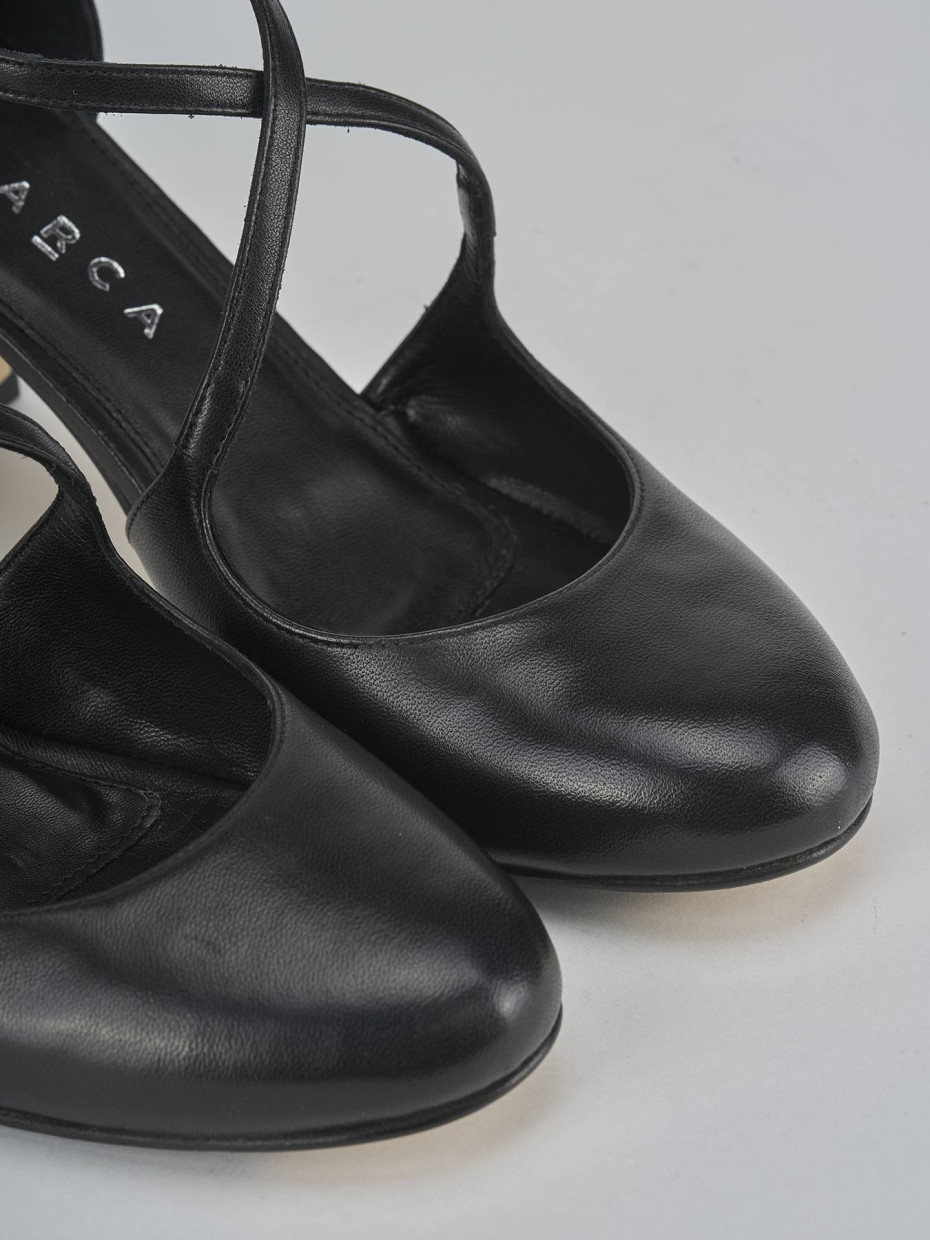 Décolleté e slingback tacco 7cm pelle nero