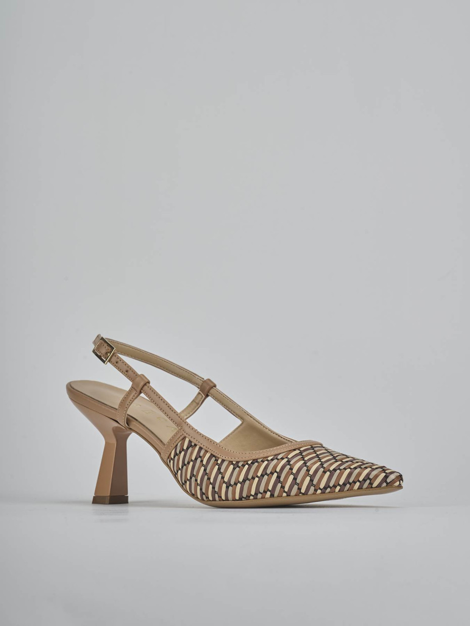 Décolleté e slingback tacco 7cm pelle beige