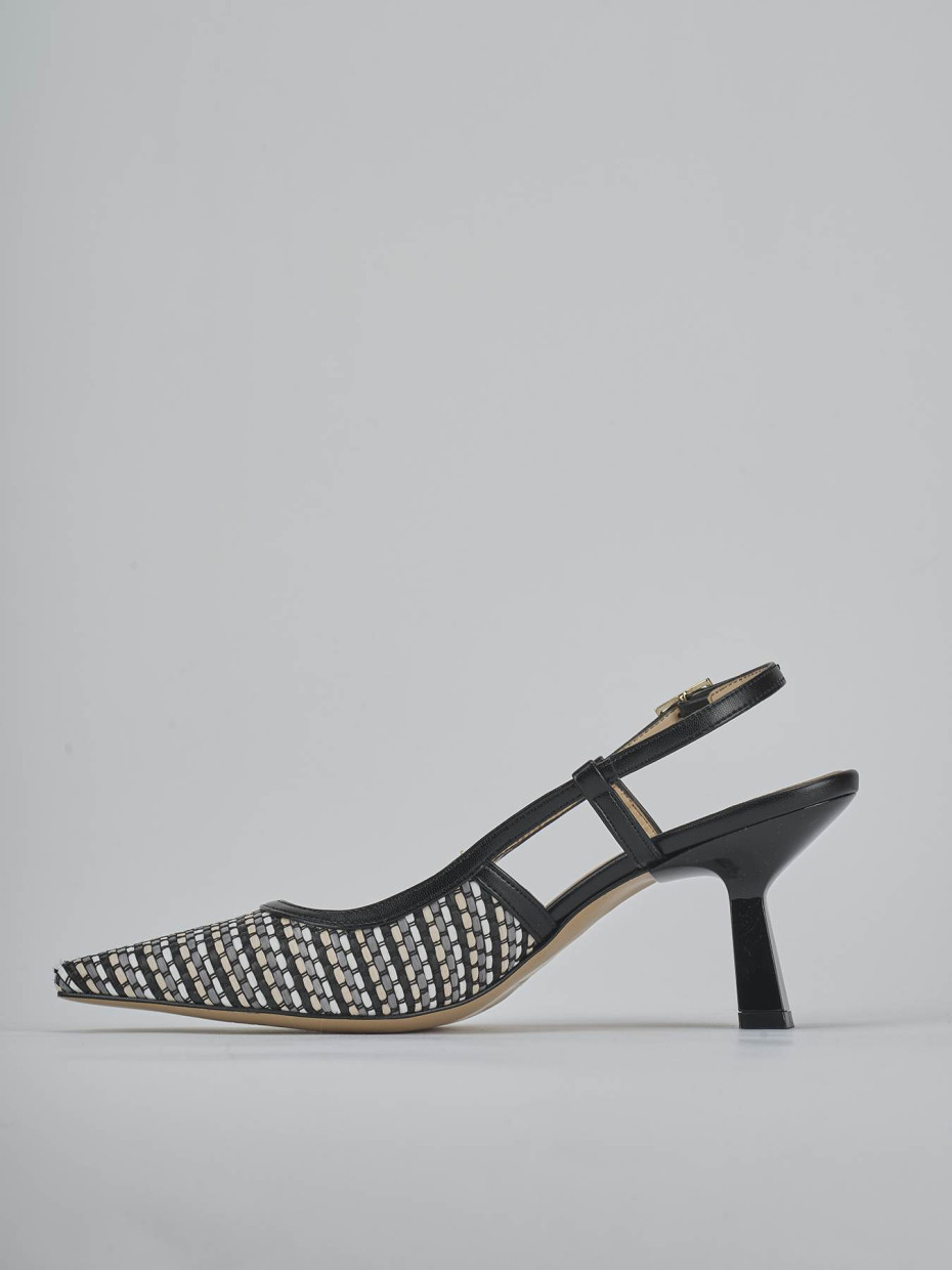 Décolleté e slingback tacco 7cm pelle nero