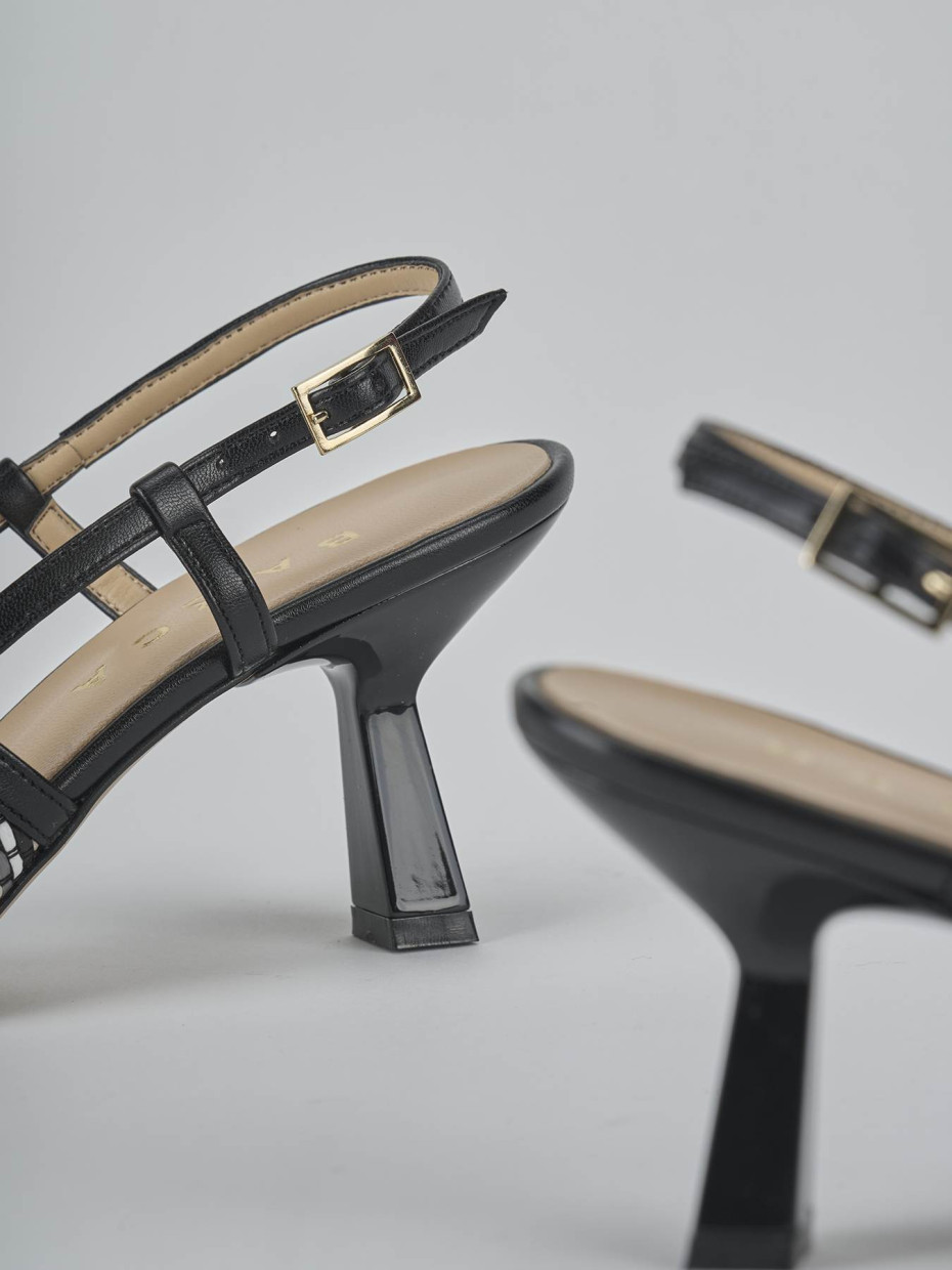 Décolleté e slingback tacco 7cm pelle nero