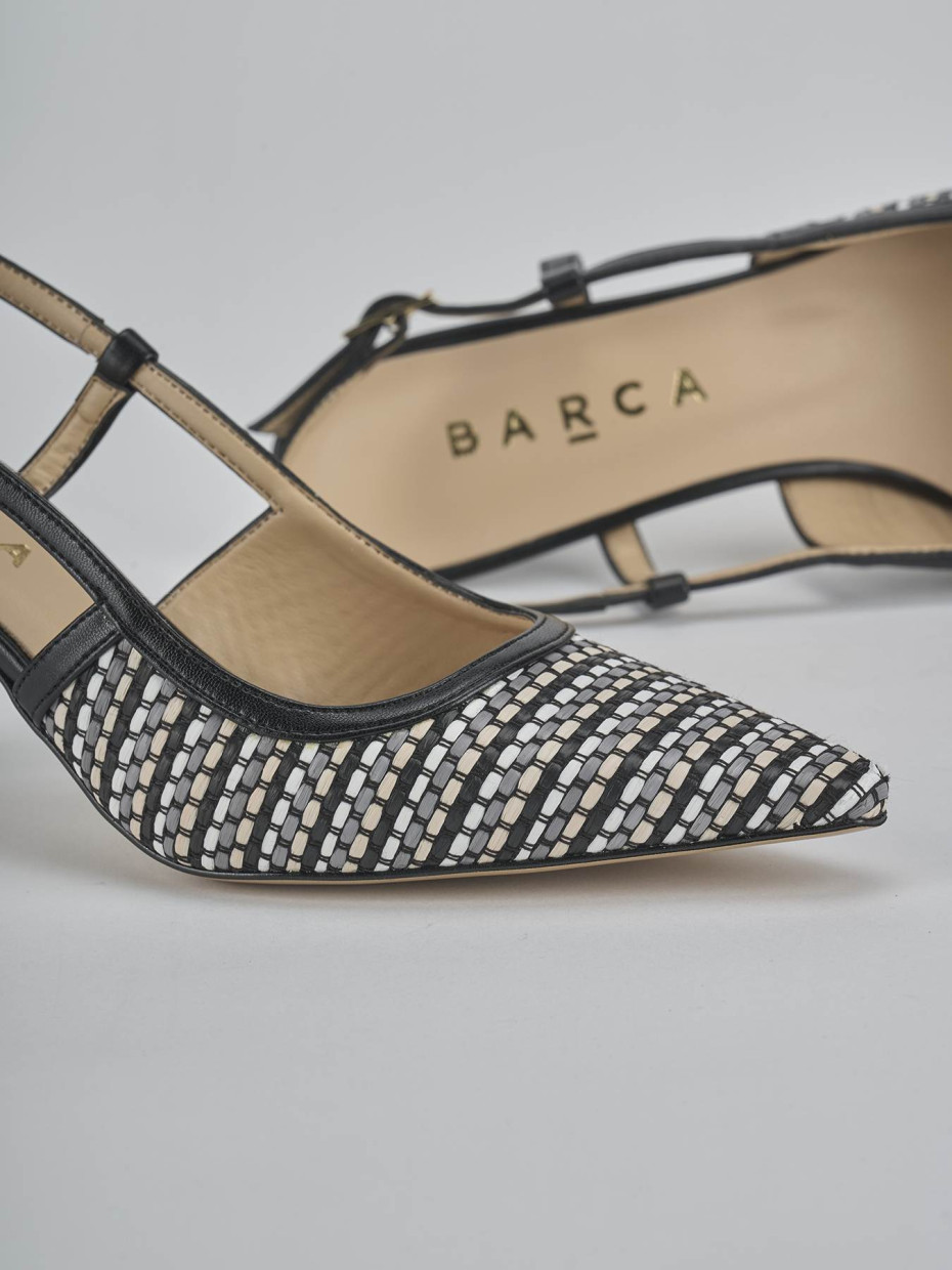 Décolleté e slingback tacco 7cm pelle nero