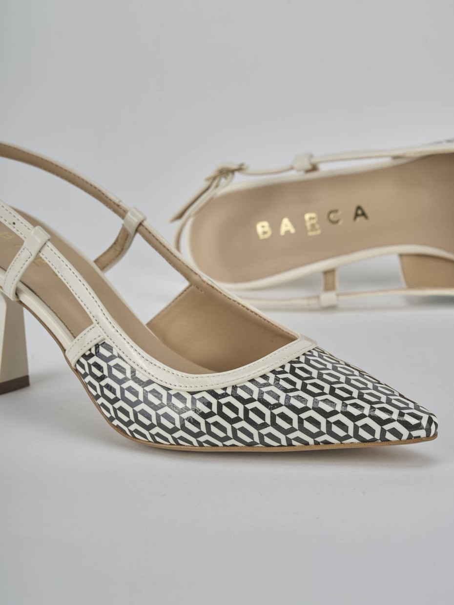 Décolleté e slingback tacco 7cm vernice bianco