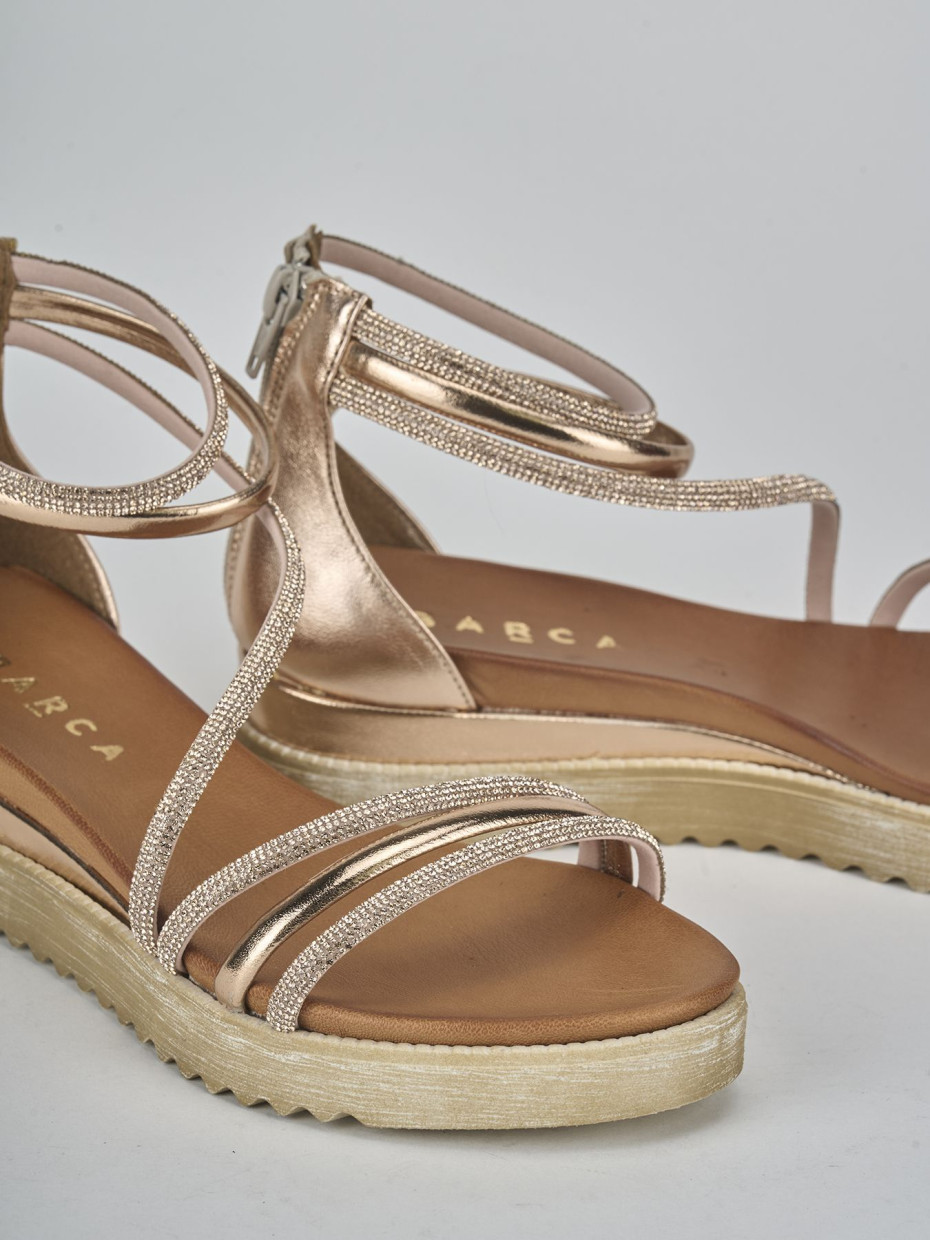 Sandali tacco 2cm pelle bronzo