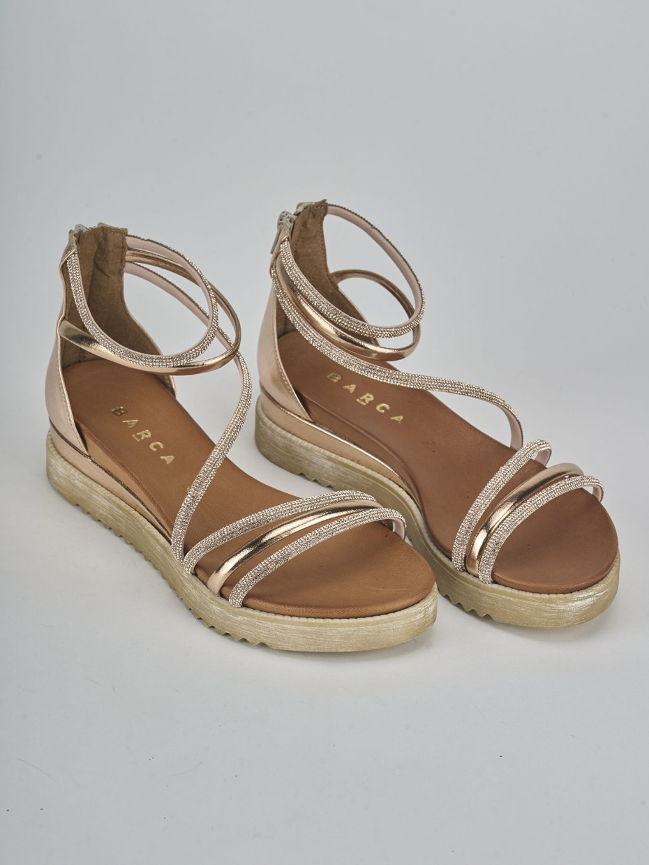 Sandali tacco 2cm pelle bronzo