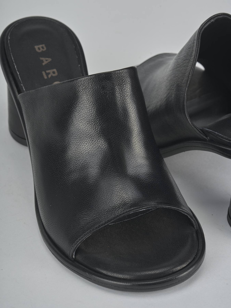 Ciabatte tacco 6cm pelle nero