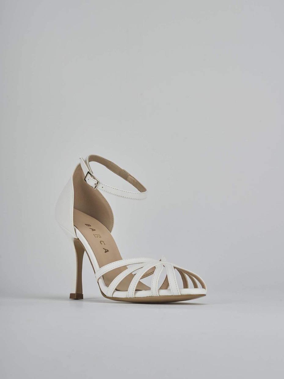 Sandalo tacco 9 cm bianco pelle