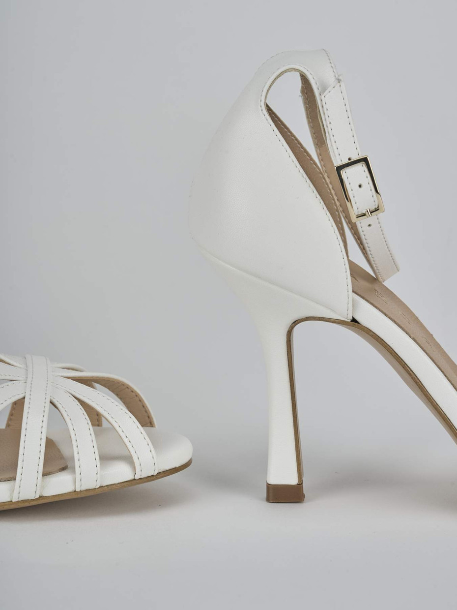 Sandalo tacco 9 cm bianco pelle