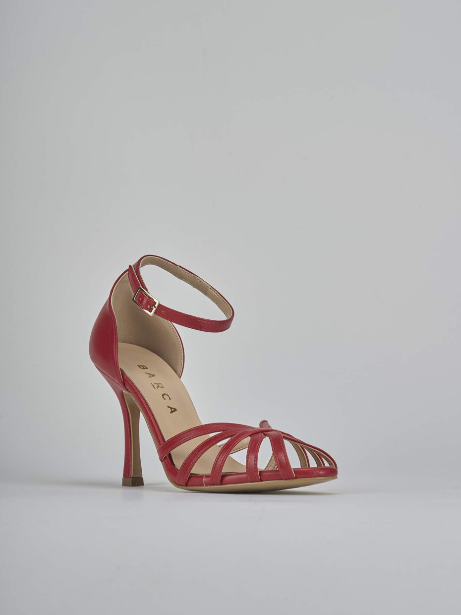 Sandalo tacco 9 cm rosso pelle
