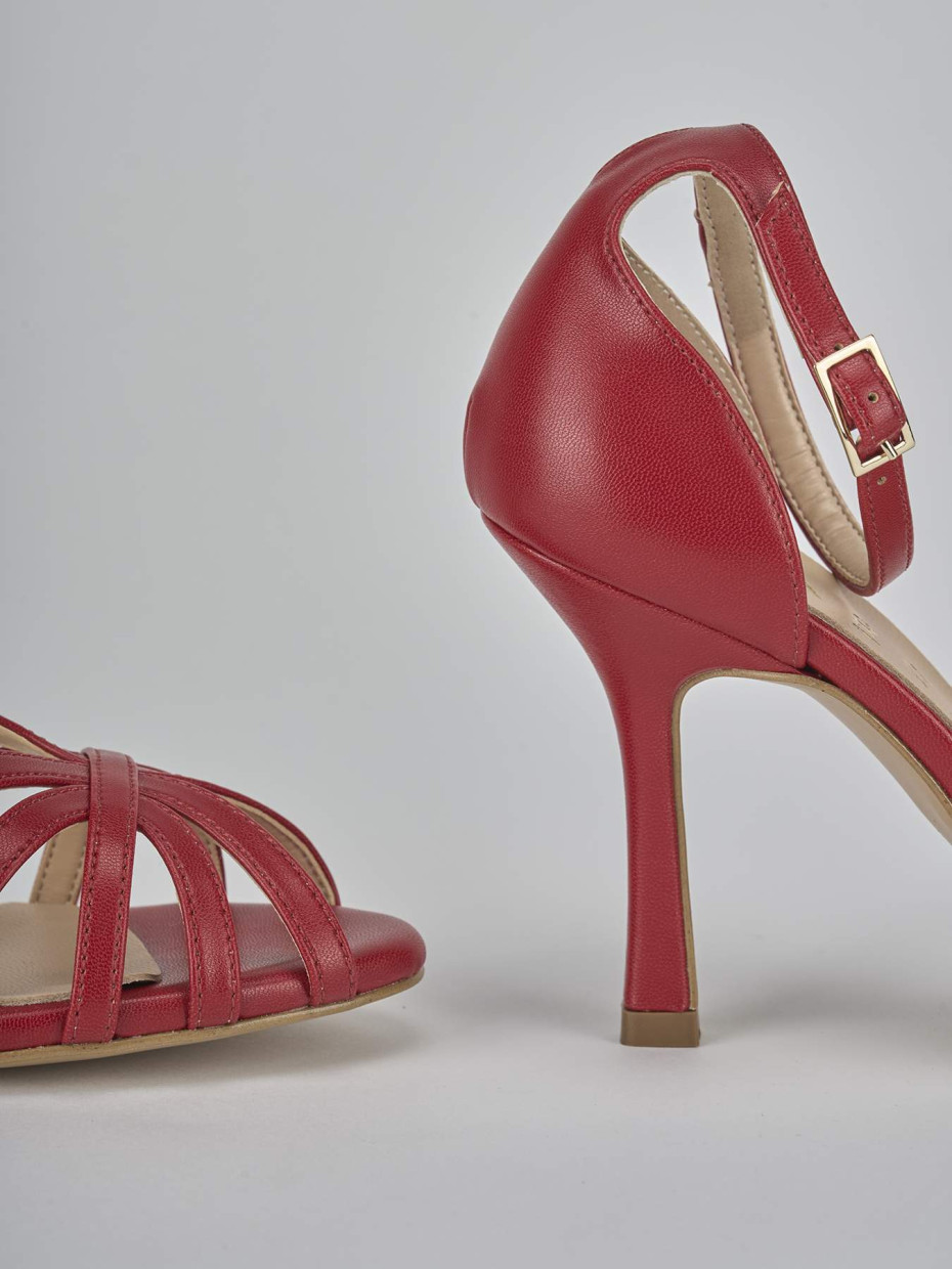 Sandalo tacco 9 cm rosso pelle