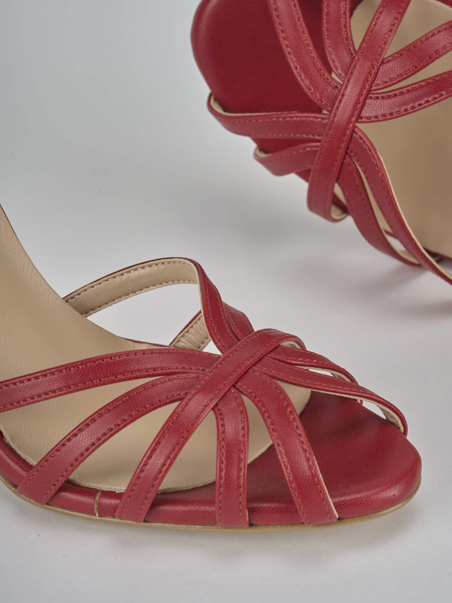 Sandalo tacco 9 cm rosso pelle