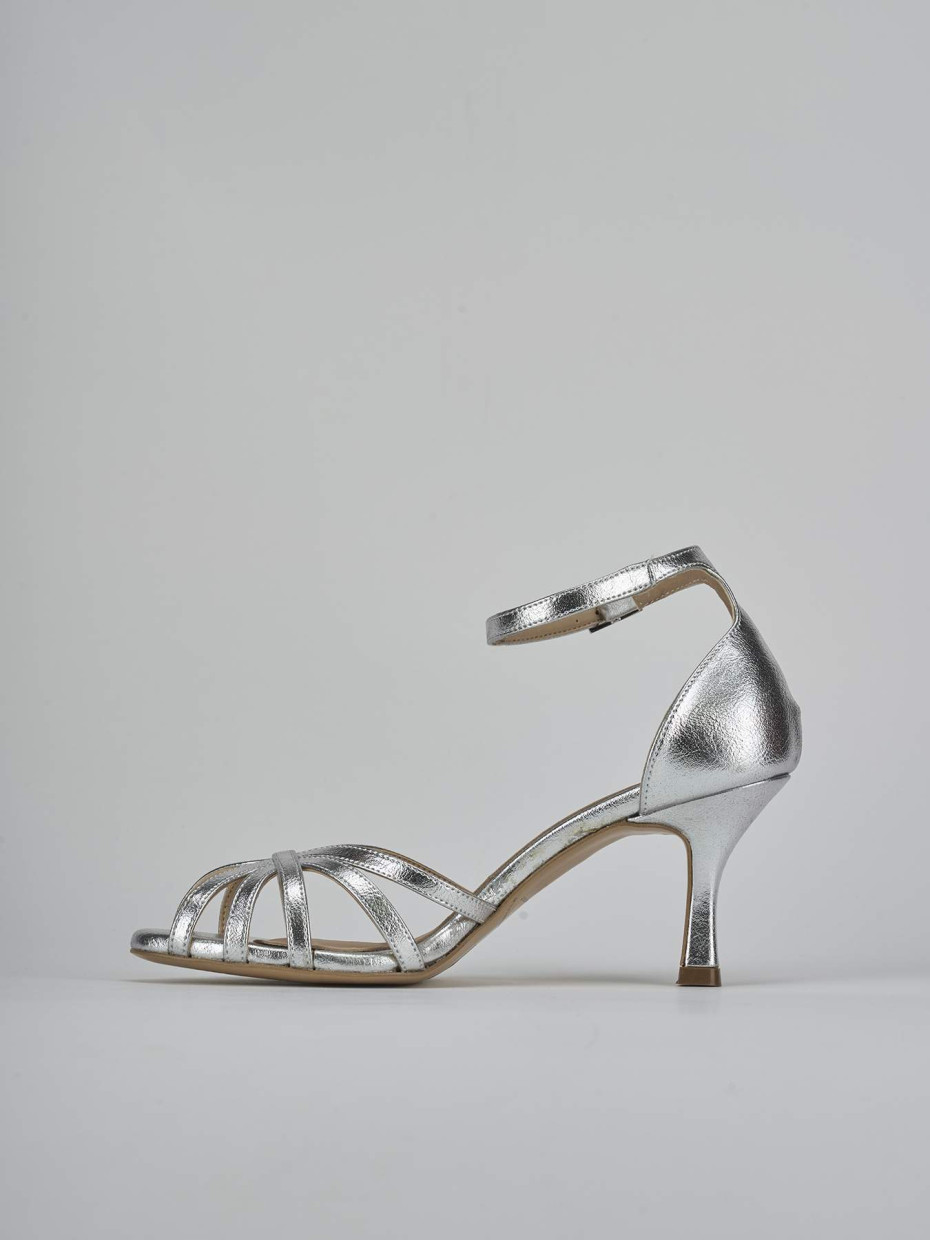 Sandalo tacco 7 cm argento pelle