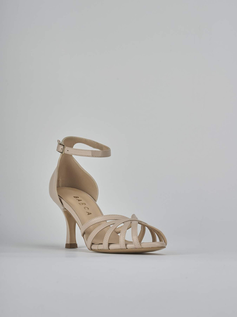 Sandalo tacco 7 cm beige pelle
