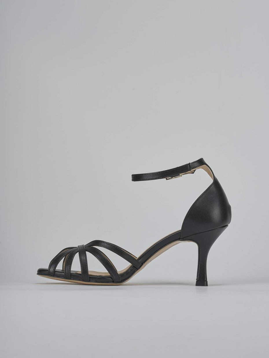 Sandalo tacco 7 cm nero pelle