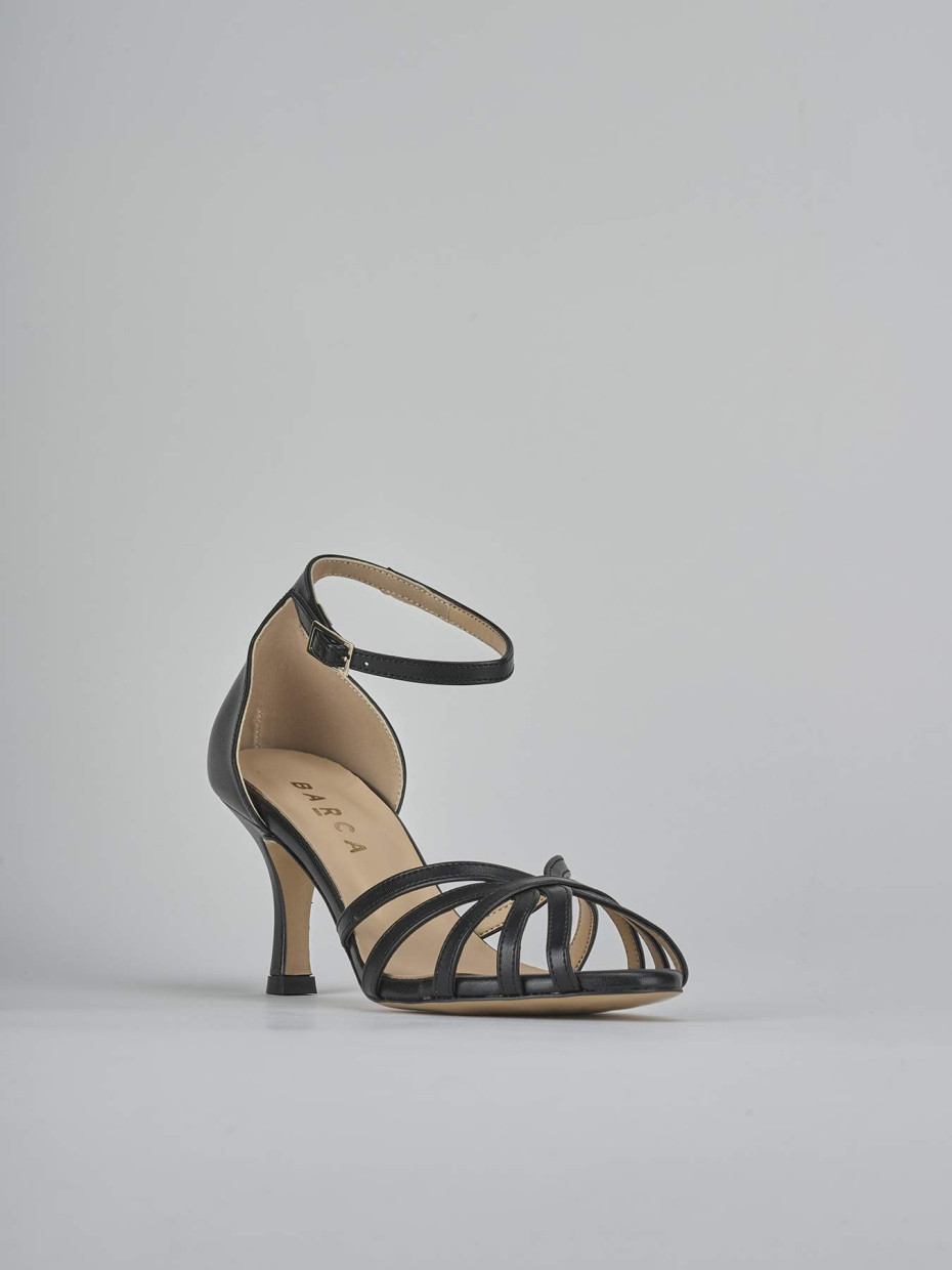 Sandalo tacco 7 cm nero pelle