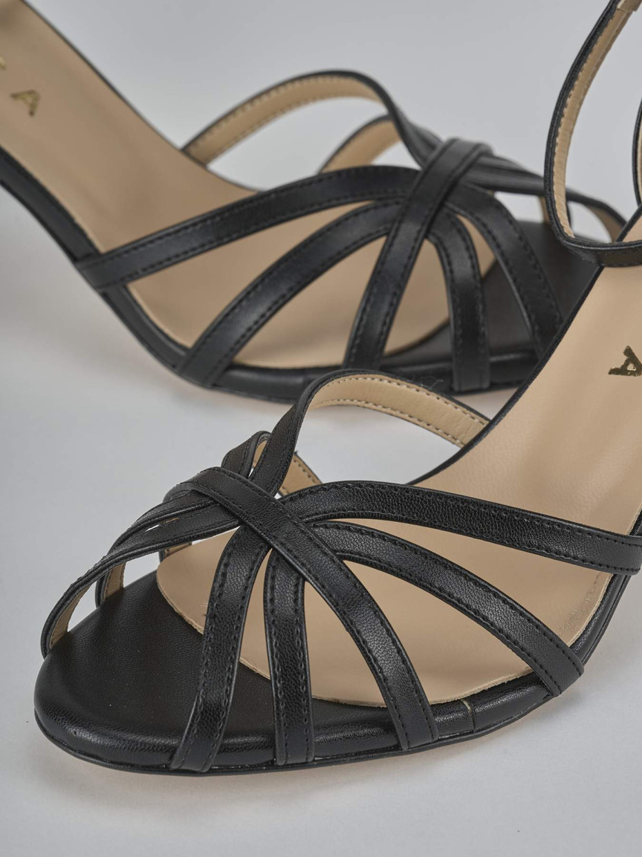 Sandalo tacco 7 cm nero pelle